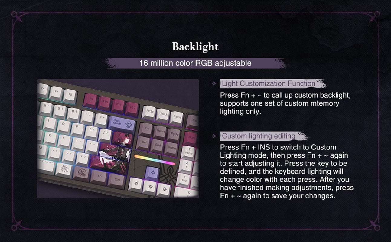 Honkai: Star Rail Acheron Backlight Mechanical Keyboard (87 Keys) -...