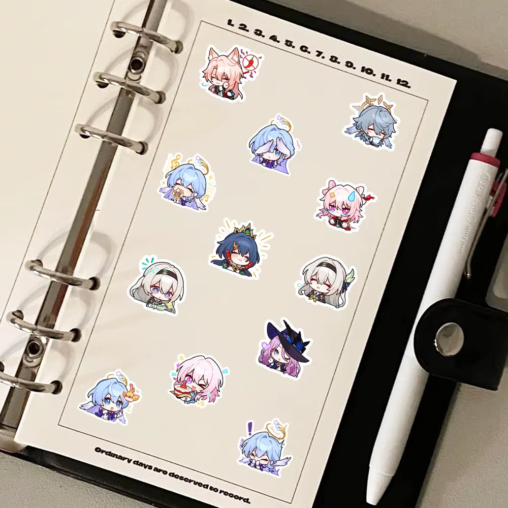 48Pcs Game Character Honkai: Star Dome Railway Stickers Can Be Used to Decorate Phone Cases, Refrigerators, Suitcases, Etc
