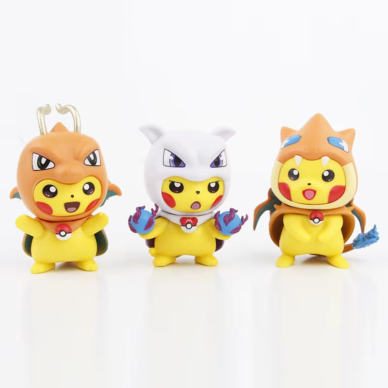 Collectible 6-Piece Pokémon Figure Set: Pikachu as Charizard & Mew - 7cm Toys