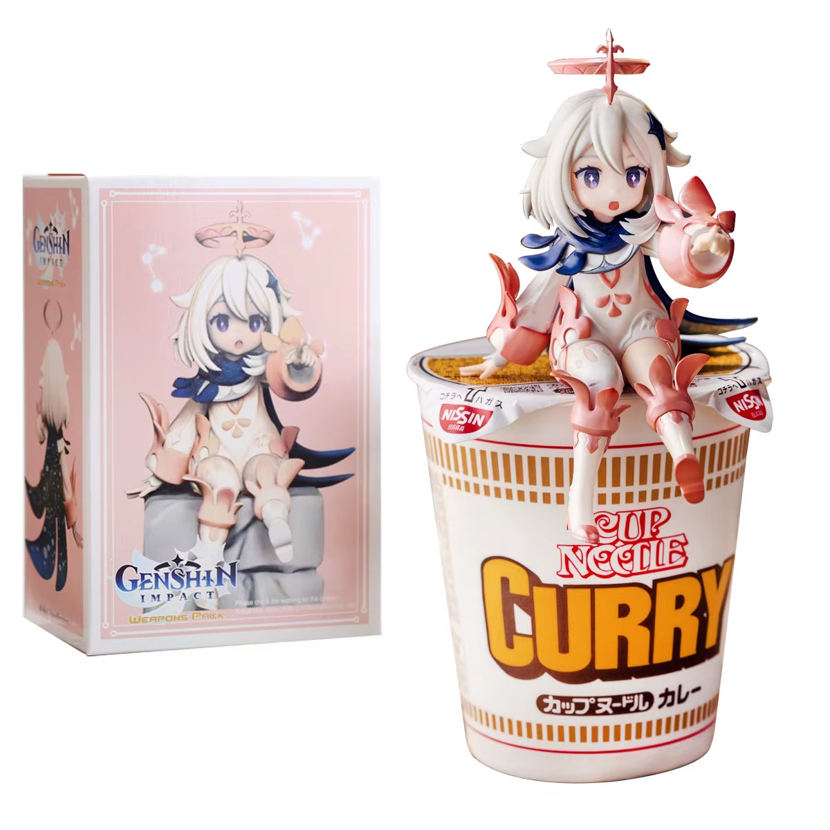 12CM Genshin Impact Paimon Genshin Impact Klee Anime Action Figure Instant Noodle Pressure PVC Toy Collector Model Gift