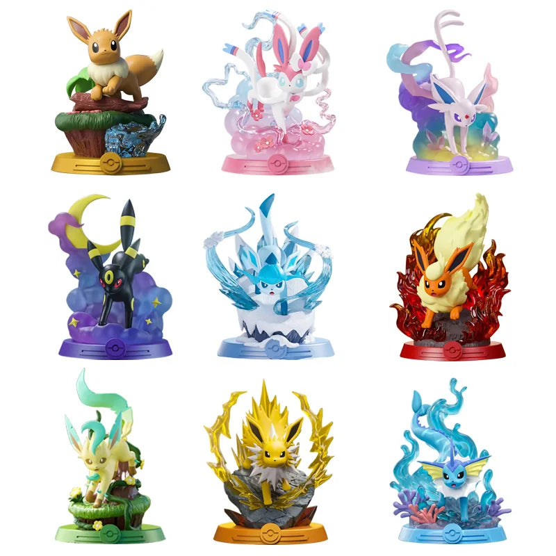 Collectible 9-Piece Eeveelution Pokémon Figure Set - Espeon, Sylveon, Glaceon, Leafeon, Vaporeon, Umbreon, Flareon Pocket Monster Toys!