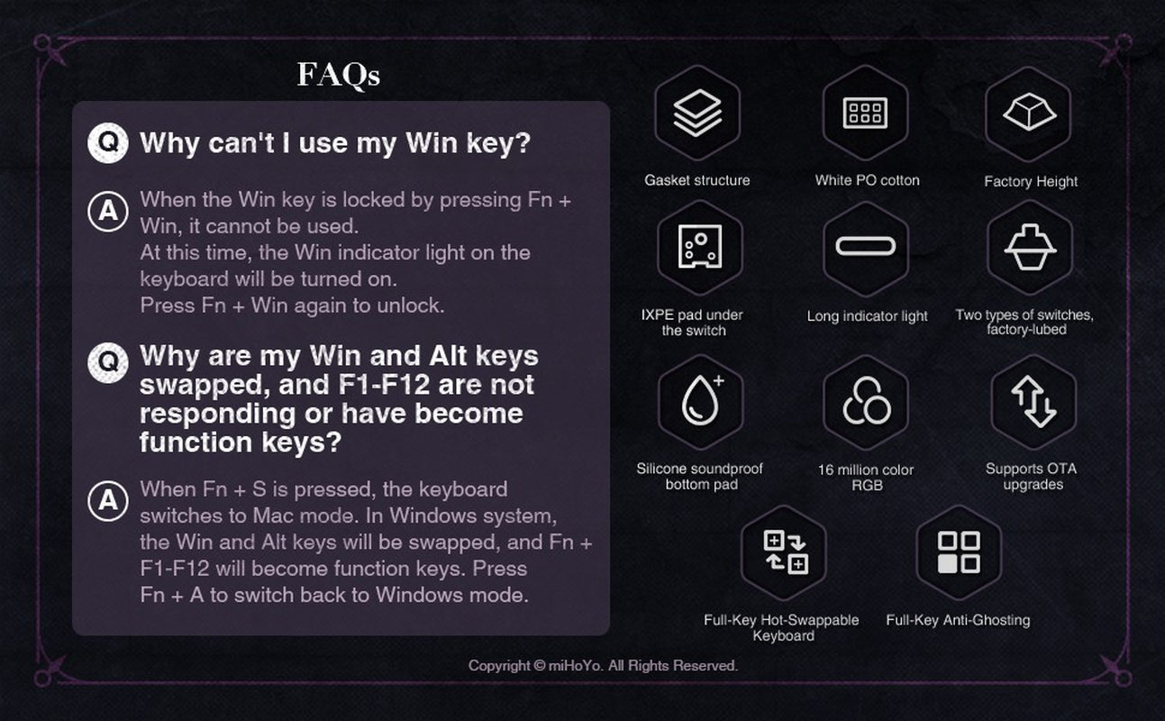 Honkai: Star Rail Acheron Backlight Mechanical Keyboard (87 Keys) -...