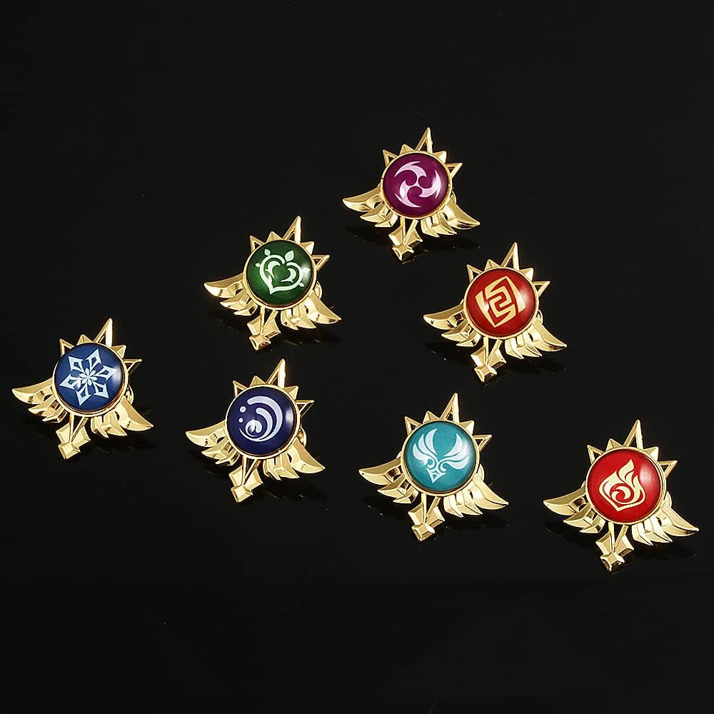 Genshin Impact Vision Brooch Pins - Eye of God Luminous Brooch - Game Project Accessories for Women