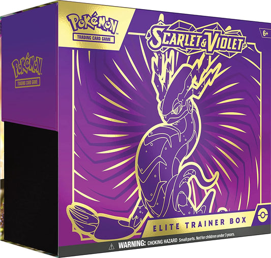 TCG: Scarlet and Violet Elite Trainer Box - Miraidon Purple (1 Full Art Promo Card, 9 Boosters and Premium Accessories)
