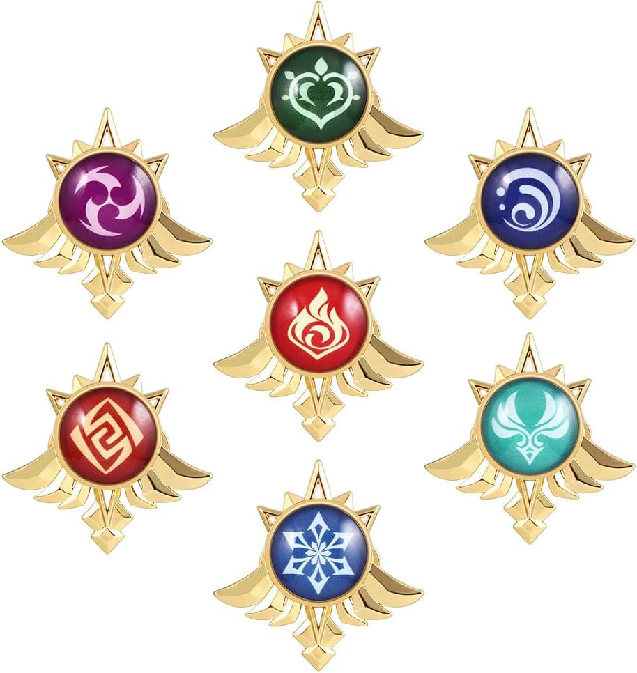 Genshin Impact Vision Brooch Pins - Eye of God Luminous Brooch - Game Project Accessories for Women