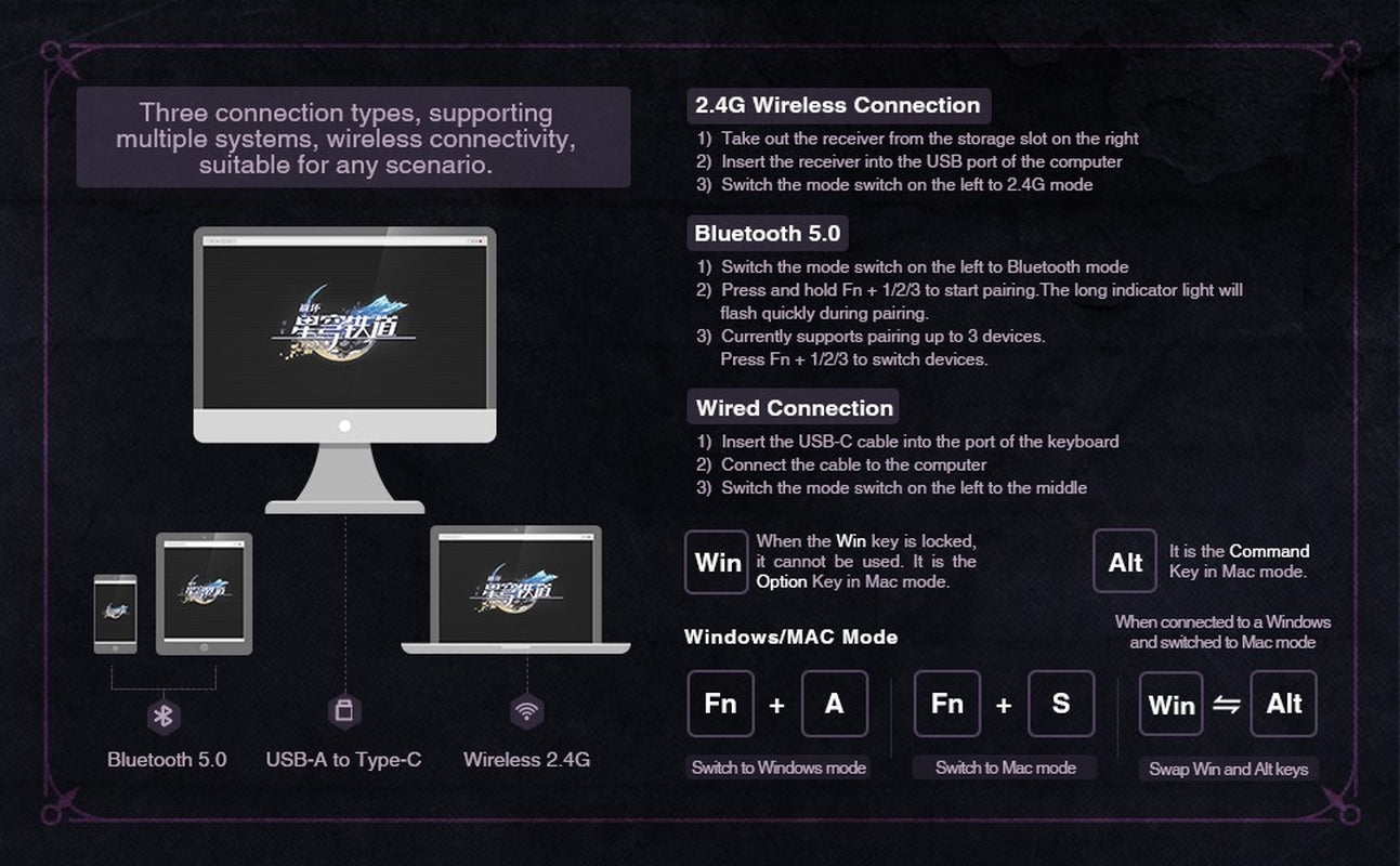 Honkai: Star Rail Acheron Backlight Mechanical Keyboard (87 Keys) -...