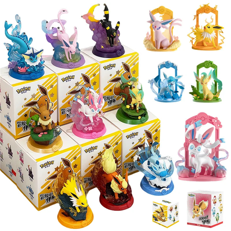 Collectible 9-Piece Eeveelution Pokémon Figure Set - Espeon, Sylveon, Glaceon, Leafeon, Vaporeon, Umbreon, Flareon Pocket Monster Toys!
