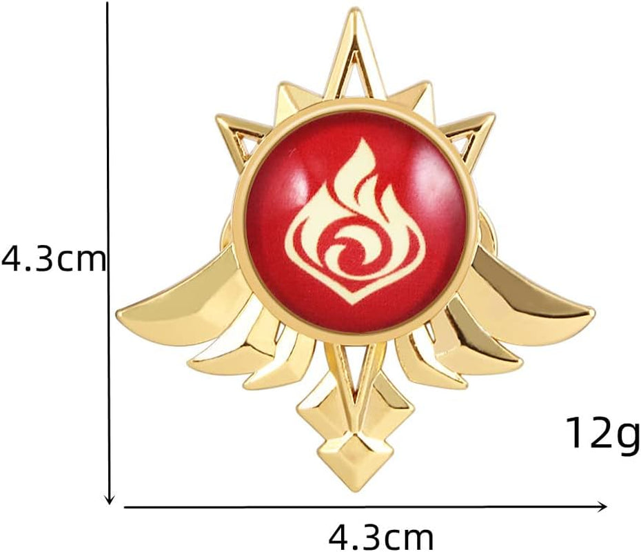 Genshin Impact Vision Brooch Pins - Eye of God Luminous Brooch - Game Project Accessories for Women