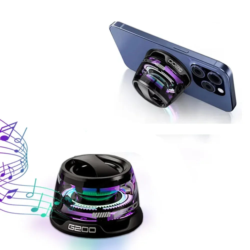 Bluetooth Speaker Portable G200 RGB Lighting Magnetic Speaker BT5.3 Mini Sound Box 7 Hours Playback Phone Holder