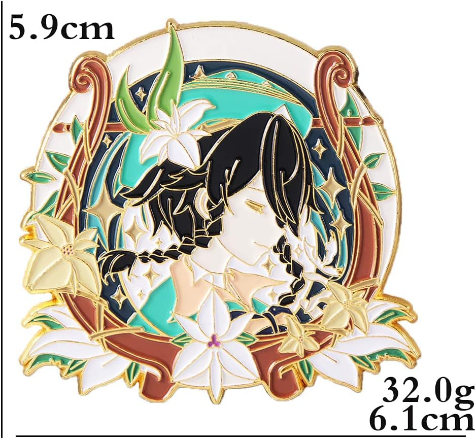 Genshin Impact Brooch Pin - Characters Cosplay Enamel Brooch Lapel Pin - Gift for Fans, Women and Girls