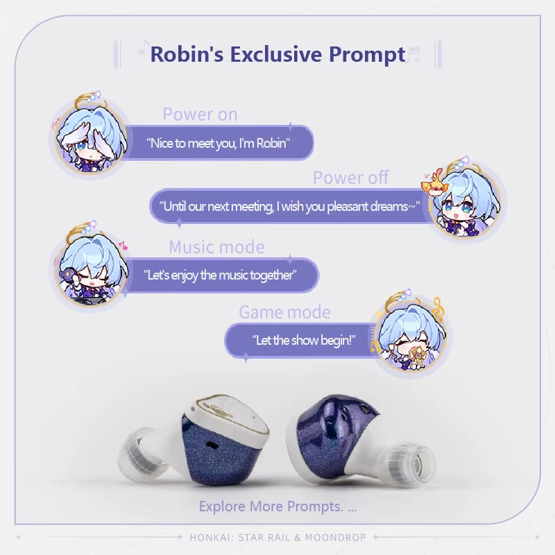 ROBIN Earphone Honkai Star Rail Robin'S Earphones TWS Hybrid Dynamic Driver + Planar Driver ANC TWS Earphones
