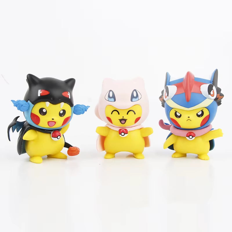 Collectible 6-Piece Pokémon Figure Set: Pikachu as Charizard & Mew - 7cm Toys