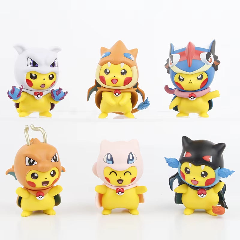 Collectible 6-Piece Pokémon Figure Set: Pikachu as Charizard & Mew - 7cm Toys