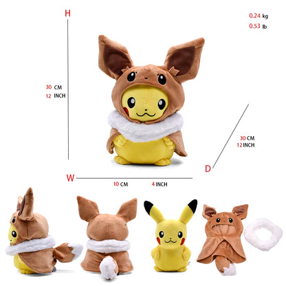 Adorable Eevee & Pikachu Cosplay Plush Toys - Collectible Stuffed Animal Dolls (20-30CM) Perfect Gift!