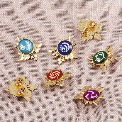 Genshin Impact Vision Brooch Pins - Eye of God Luminous Brooch - Game Project Accessories for Women