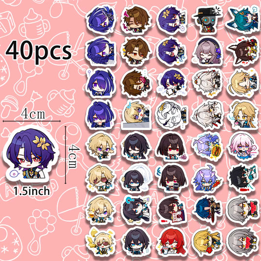 40 PCS Cute Honkai: Star Rail Stickers Decorative Water Bottle Computer Guitar Skateboard Bicycle Motorcycle Snowboard